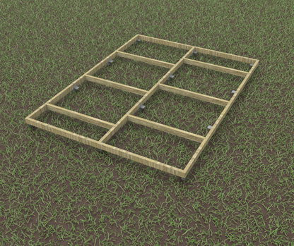 ground screws with timber frame base attached (CGI).